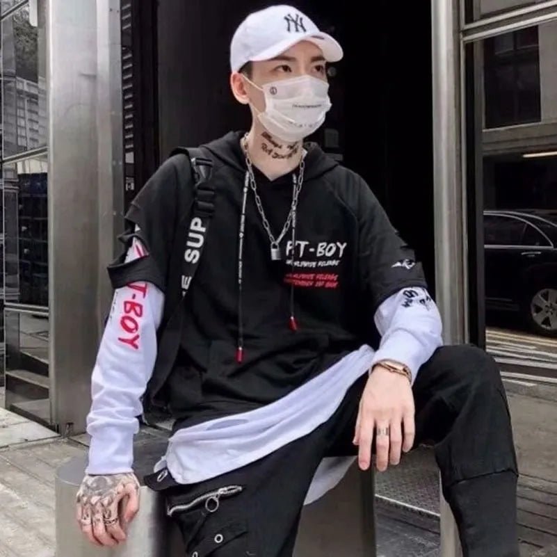 Naschkater Distressed Hoodie // Streetwear Overlay // - Naschkater