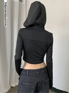 Naschkater Techwear Cropped Jacke // Buckle Up // Schwarz - Naschkater