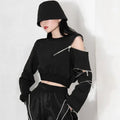Naschkater Techwear Crop Top // Zipper Detail // Asymmetrisch - Naschkater