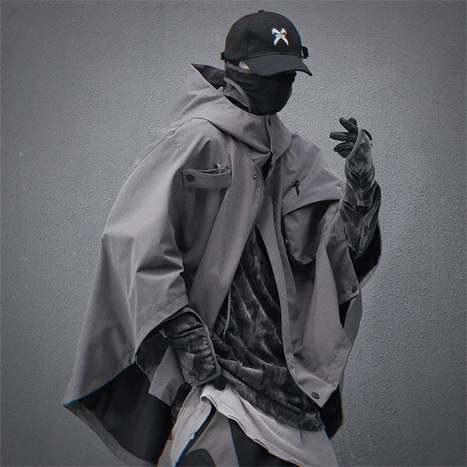 Naschkater Techwear Poncho // Urbaner Windbreaker // - Naschkater