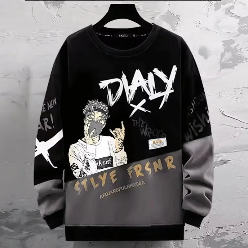 Cooler Herren-Hoodie mit Fake-Zweiteiler-Design, Frühling-Herbst Neue Koreanische Version, Modische Jugendliche Studenten-Jacke