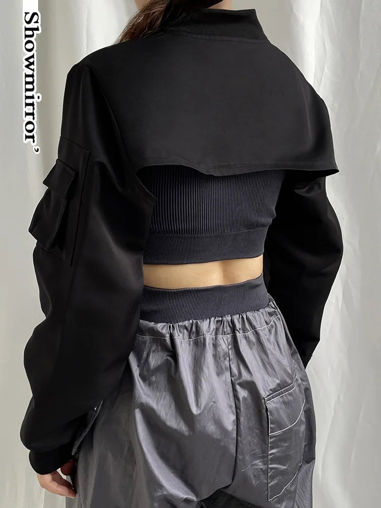 Naschkater Techwear Bolero // Black Cyber Crop Top - Naschkater